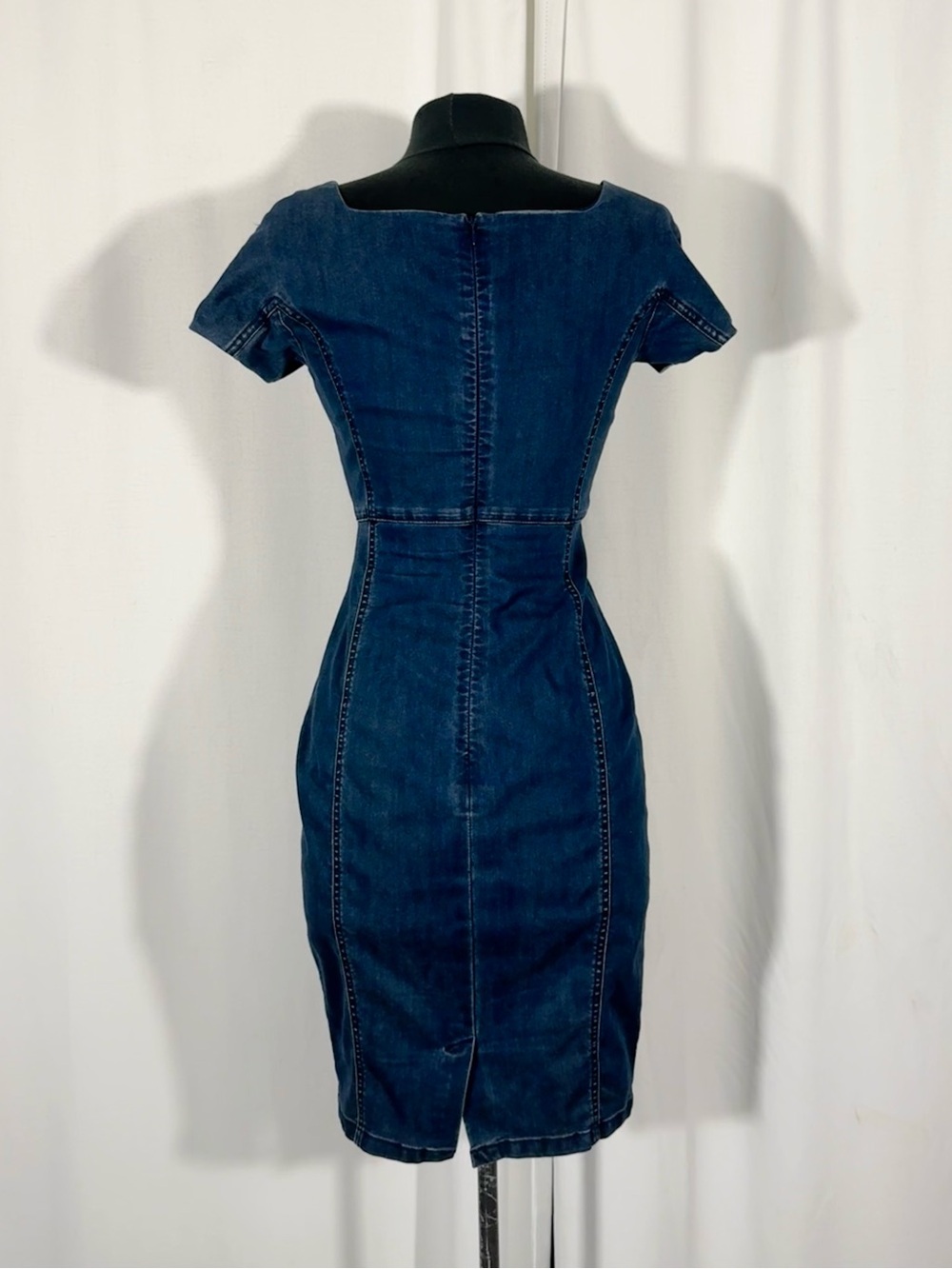 Armani Jeans Blue Denim Bodycon Midi Dress - Picture 3 of 9